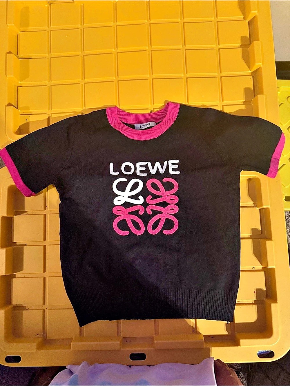 Loewe Anagram Short Sleeve Tee in Black & Pink Like New